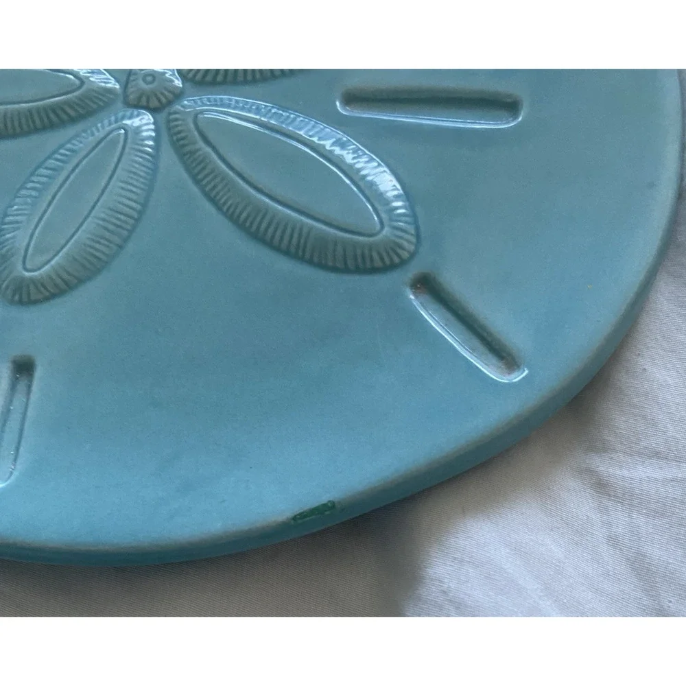 Fitz & Floyd Cape Coral Aqua Sand Dollar Snack Dish 6.25” Diameter